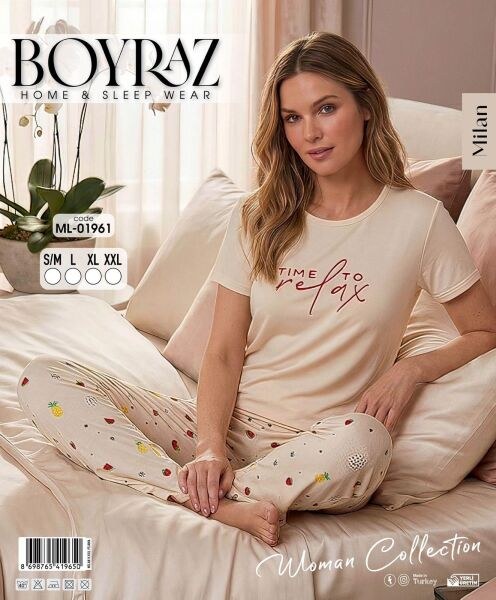 Boyraz 01961 Milan Kısa Kol Pijama Takım
