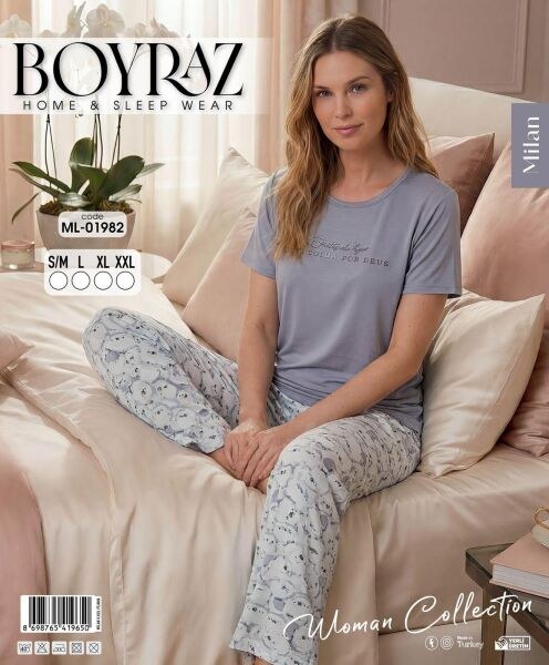 Boyraz 01982 Milan Kısa Kol Pijama Takım