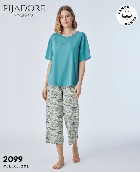Pijadore 2099 Bayan Kısa Kol Kapri Pijama Takım
