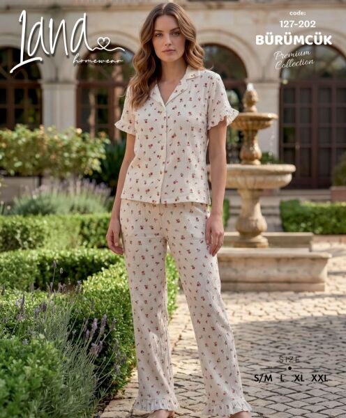 LANA 127-202 BÜRÜMCÜK GÖMLEK KISA KOL PİJAMA TK