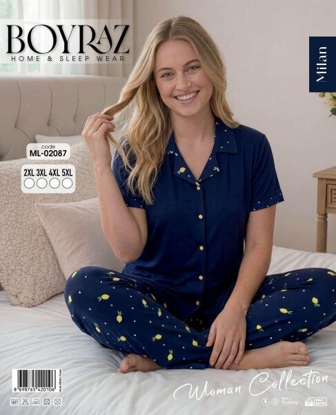 Boyraz 02087 Milan Gömlek Battal K.Kol Pijama Tk