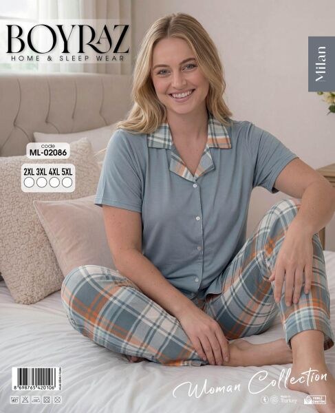 Boyraz 02086 Milan Gömlek Battal K.Kol Pijama Tk