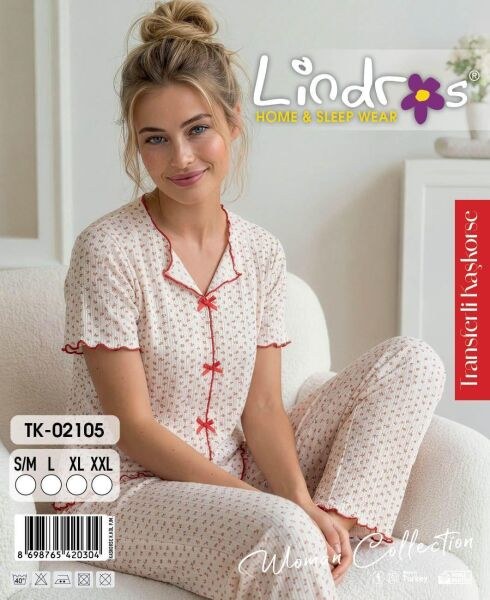 Lindros 02105 Kaşkorse Kısa Kol Pijama Takım