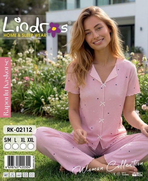 Lindros 02112 Kaşkorse Kısa Kol Pijama Takım