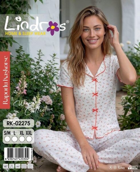 Lindros 02275 Kaşkorse Kısa Kol Pijama Takım