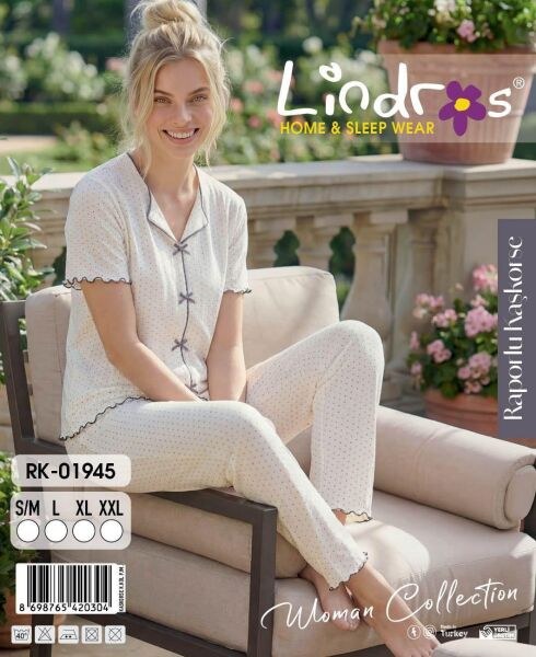Lindros 01945 Kaşkorse Kısa Kol Pijama Takım