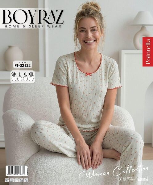 Boyraz 02132 Pointella Kısa Kol Pijama Takım