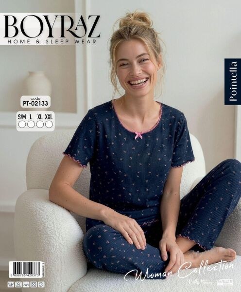 Boyraz 02133 Pointella Kısa Kol Pijama Takım