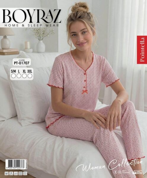Boyraz 01707 Pointella Kısa Kol Pijama Takım