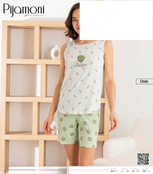 Pijamoni 1920-13 Bayan Oslo Sıfırkol Şortlu Takım