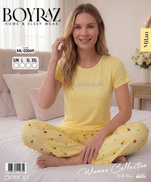 BOYRAZ 02069 MİLAN KISA KOL PİJAMA TAKIM