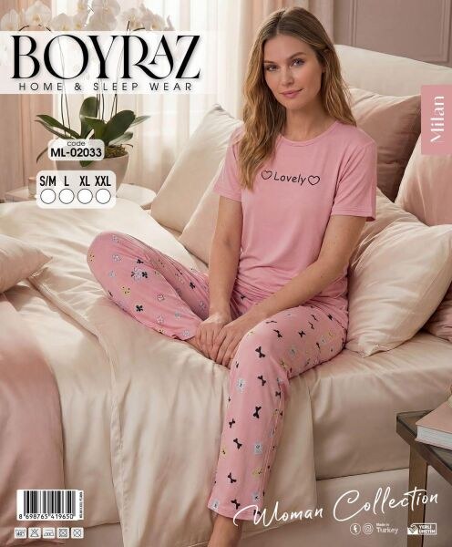 Boyraz 02033 Milan Kısa Kol Pijama Takım
