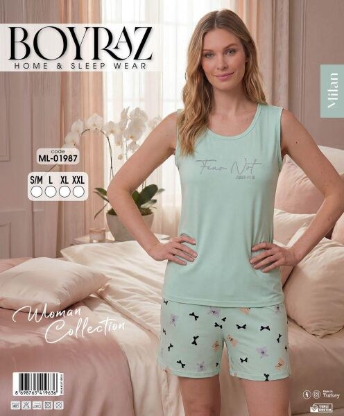 Boyraz 01987 Milan Atlet Şortlu Pijama Takım