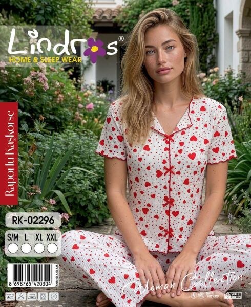 Lindros 02296 Kaşkorse Kısa Kol Pijama Takım
