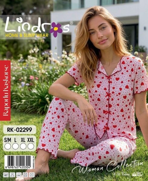 Lindros 02299 Kaşkorse Kısa Kol Pijama Takım