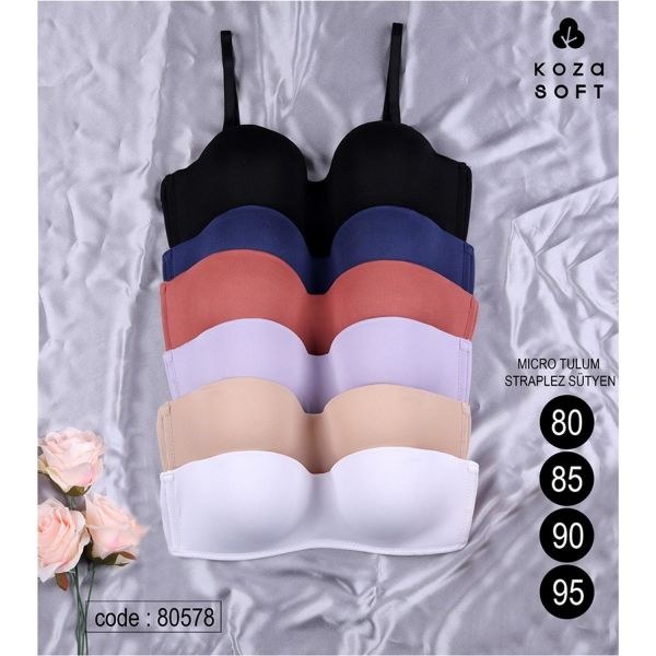 KOZA 80578 DESTEKSİZ MİCRO TULUM STRAPLEZ SÜTYEN SİYAH