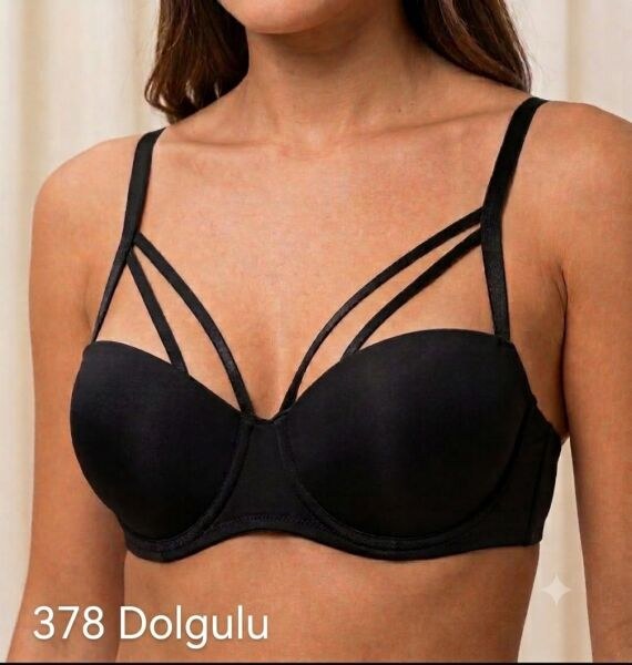 FK 378 BAYAN DESTEKLİ İPLİ SÜTYEN SİYAH