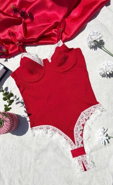 Arona A-422 Kaşkorse Bodysuit Kırmızı