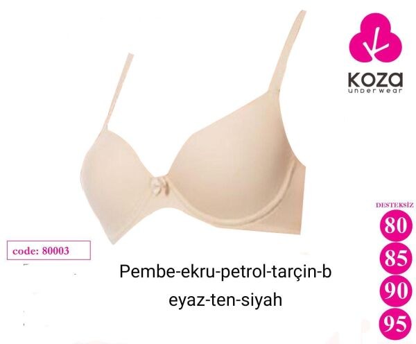 KOZA 80003 DÜZ KULAKLI DESTEKSİZ SÜTYEN SİYAH