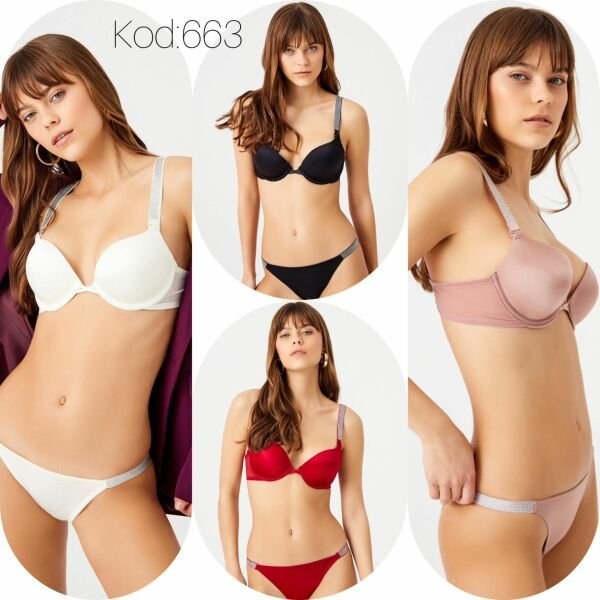 Cansoy 663-T Diva Double Push Up Sütyen Takım Vişne