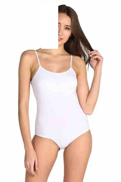 Tutku 0148 Bayan İp Askı Battal Çıtçıtlı Body Beyaz