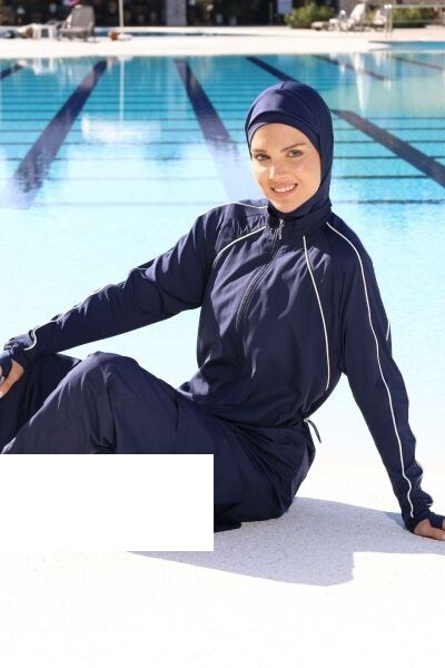ESTİVA 26960 DOKUMA BİYELİ SPOR TESETTÜR MAYO LACİVERT