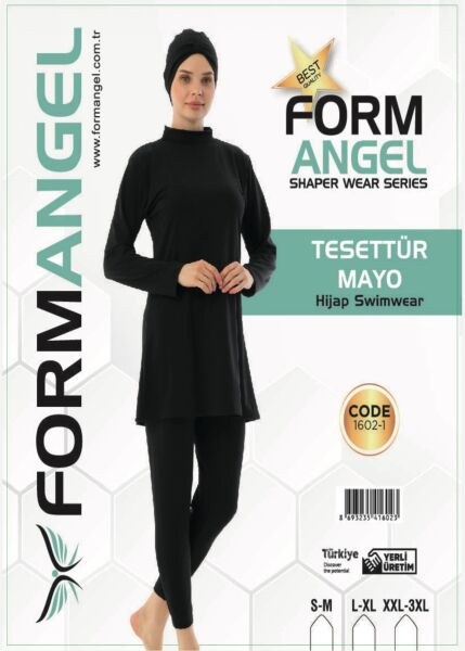 FORM ANGEL 1602-1 U.KOL LİKRALI DÜZ TESETTÜR MAYO