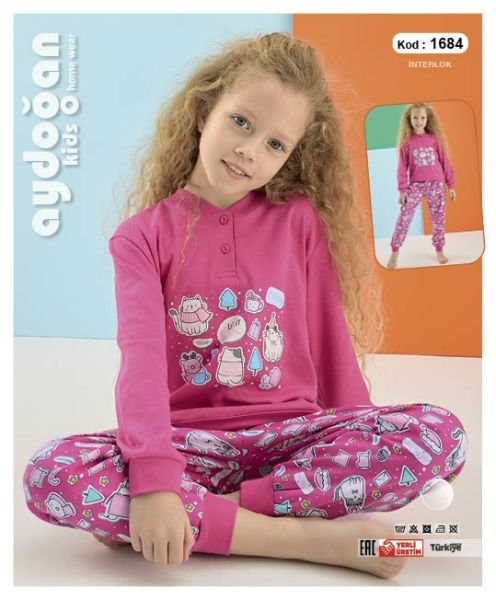 Aydoğan 1684 Kız 3-7 Yaş İnterlok Pijama Takım