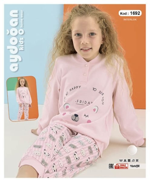 Aydoğan 1692 Kız 3-7 Yaş İnterlok Pijama Takım