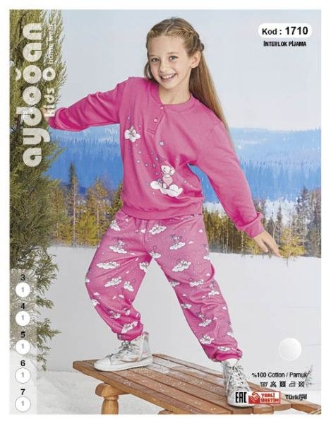 Aydoğan 1710 Kız 3-7 Yaş İnterlok Pijama Takım