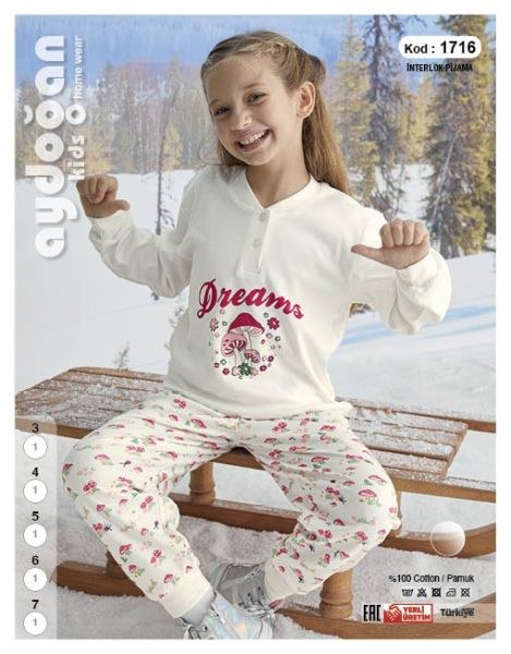 Aydoğan 1716 Kız 3-7 Yaş İnterlok Pijama Takım