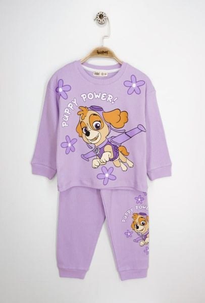 İsobel 31225 Çocuk Fitilli Pijama Takım 4-8 Yaş Pudra