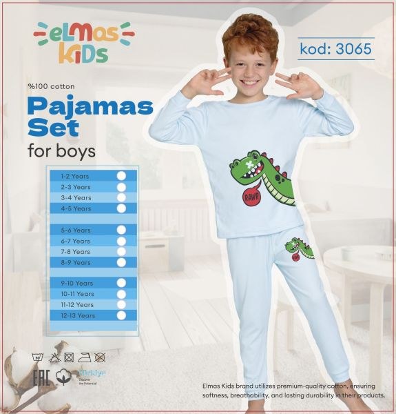 Elmas 3065 Erkek Çocuk 5-9 Yaş Pijama Takım