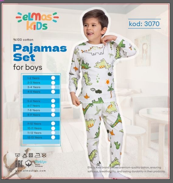 Elmas 3070 Erkek Çocuk 5-9 Yaş Pijama Takım