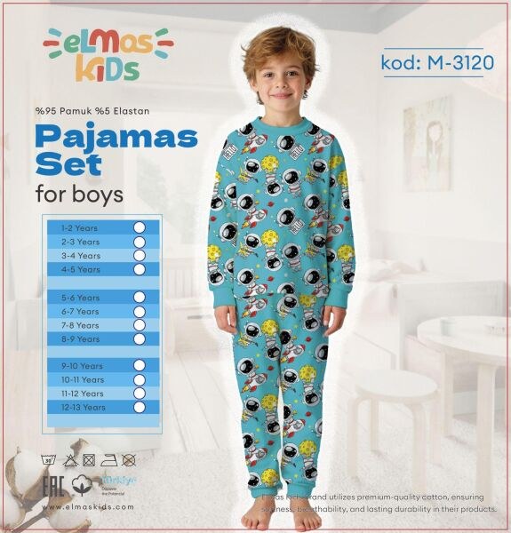 Elmas 3120-1 Erkek Çocuk 1-5 Yaş Pijama Takım
