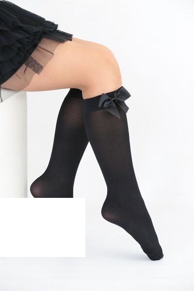 DAYMOD 2242038 KIZ FİYONKLU MYCRO DİZALTI ÇORAP BEYAZ