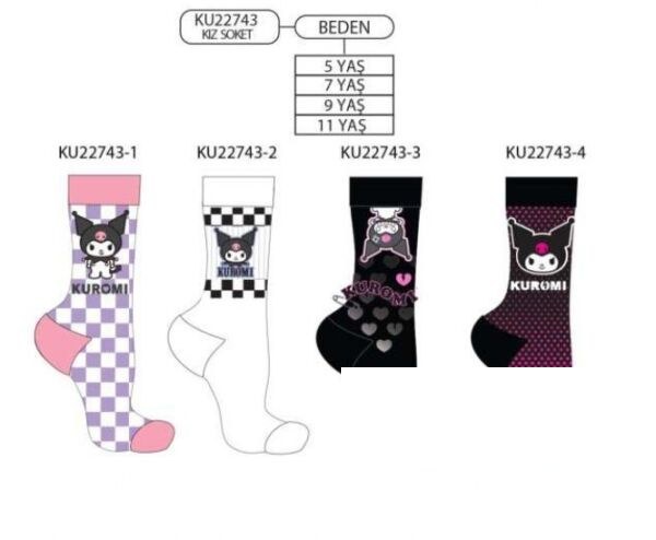 Çimpa KU22743 Kuromi Kız Çocuk Soket Çorap