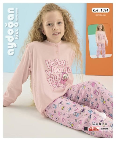 Aydoğan 1694 Kız 3-7 Yaş İnterlok Pijama Takım