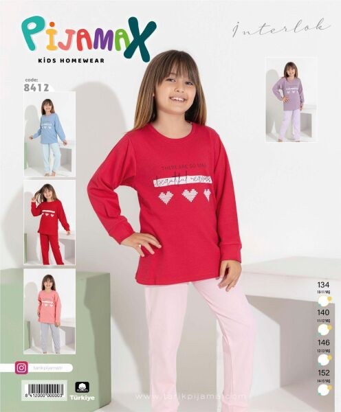 Pijamax 8412 Kız Ges 10-15 İnterlok Pijama Takımı Fuşya