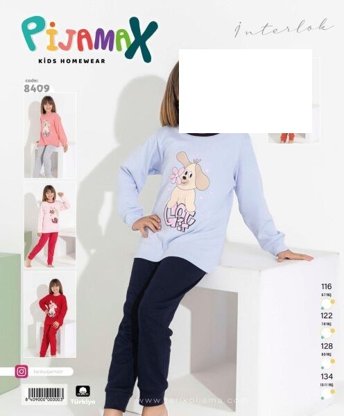 PİJAMAX 8409 KIZ GARSON 6-11 YŞ İNTERLOK PİJAMA TK KREM