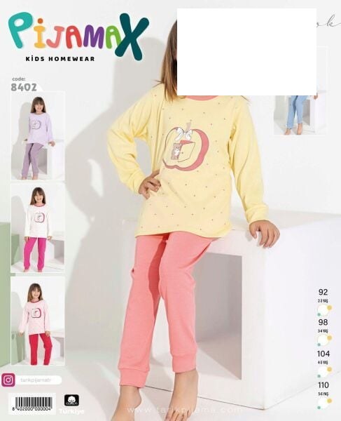 PİJAMAX 8402 KIZ 2-6 YŞ İNTERLOK PİJAMA TAKIMI MAVİ