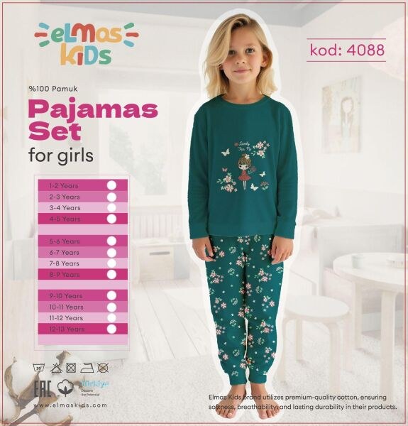 ELMAS 4088-1 KIZ ÇOCUK 1-5 YAŞ PİJAMA TAKIM
