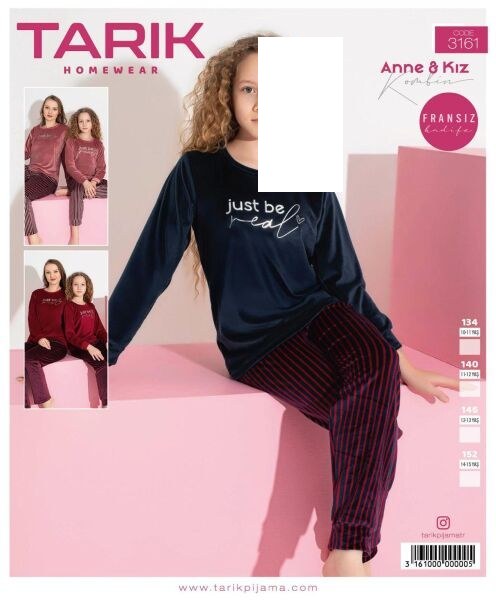 TARIK 3161 KIZ 10-15 YŞ FRANSIZ KADİFE PİJAMA TKM LACİVERT