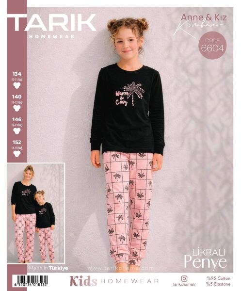 Tarık 6604 Kız 11-15 Yş Penye Pijama Takım Siyah
