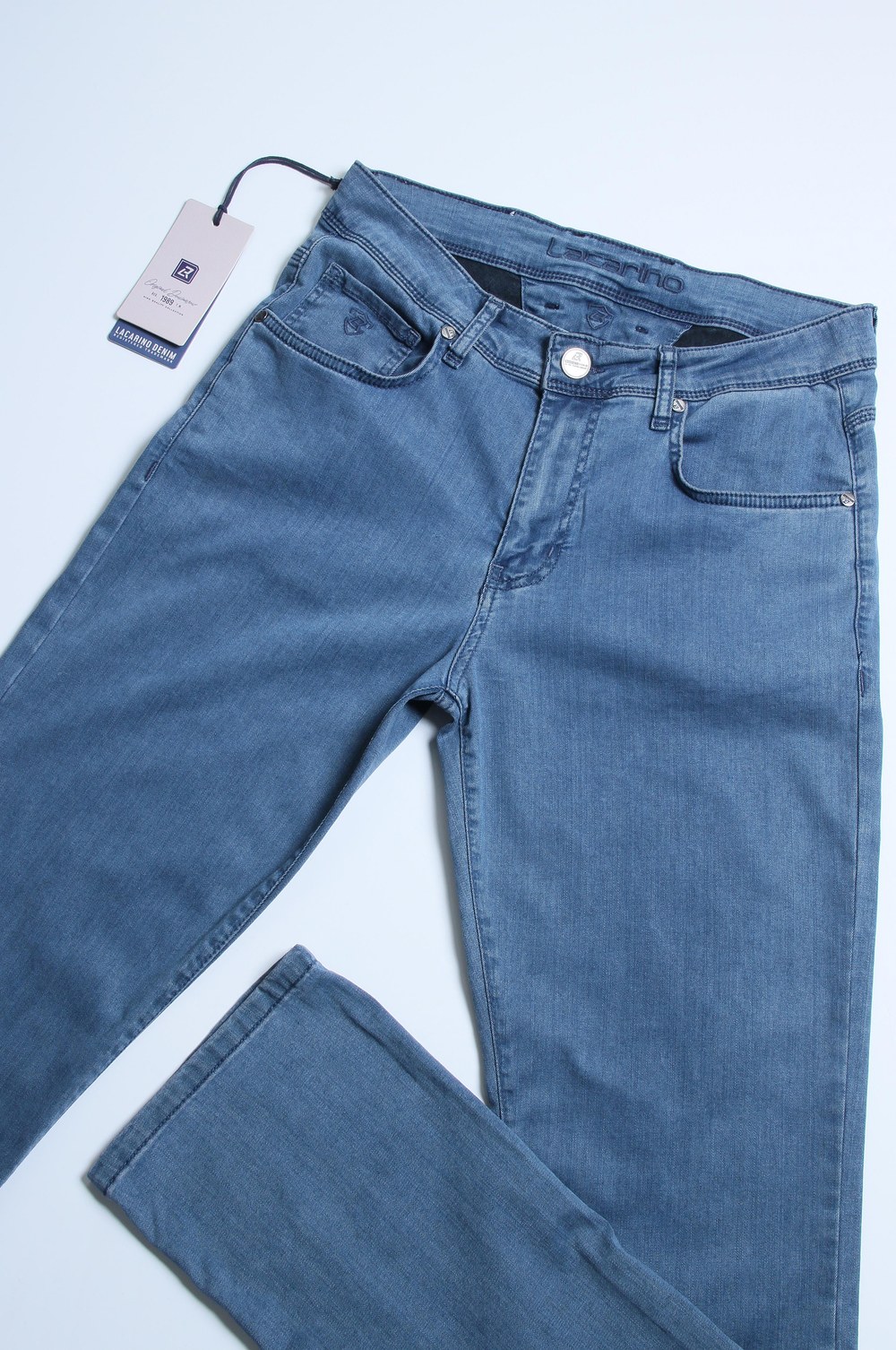 Yüksek Bel Yarım Boru Paça Blue Jean Pantolon