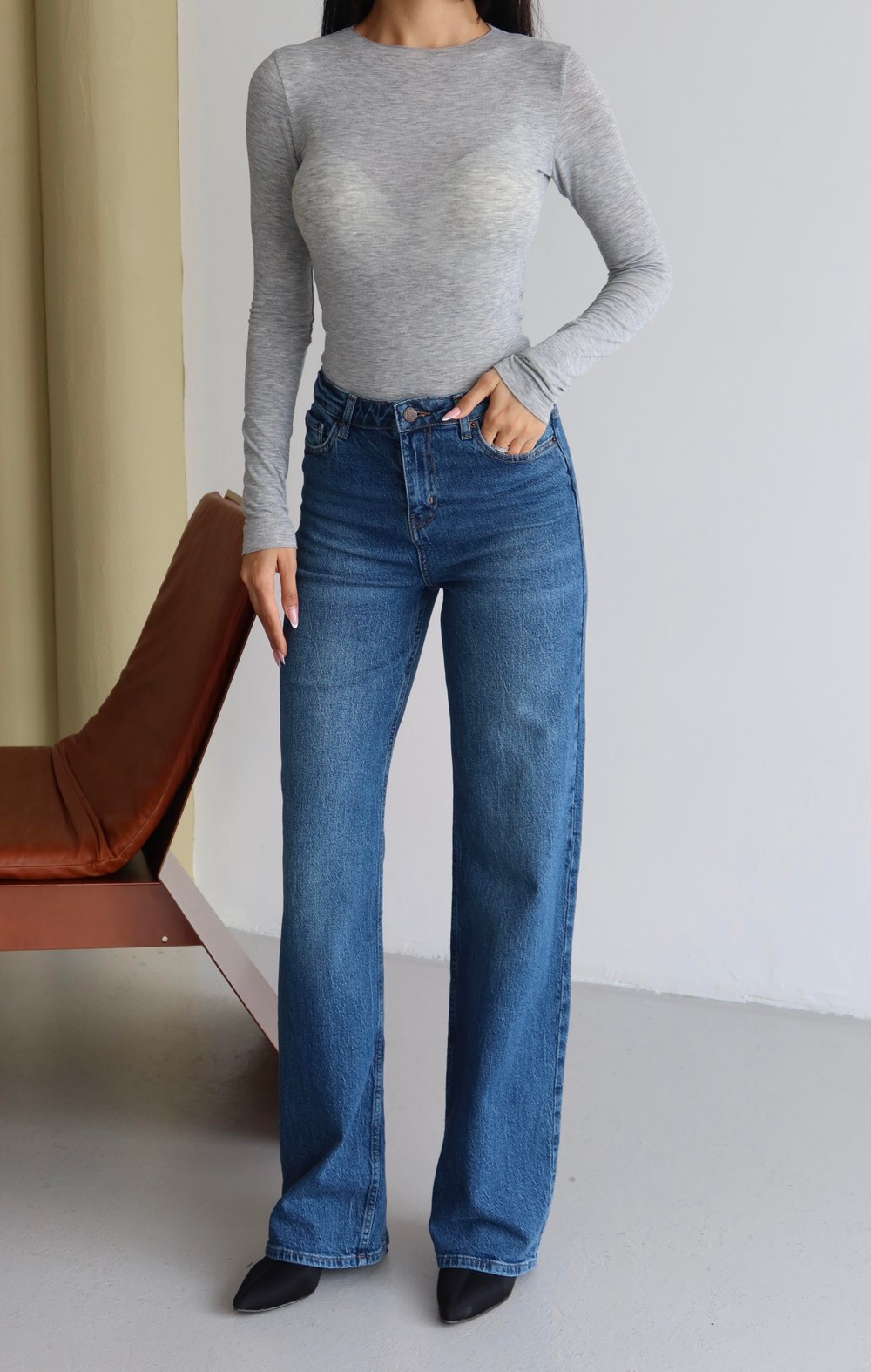 Yüksek Bel Blue Nita Jean Pantolon