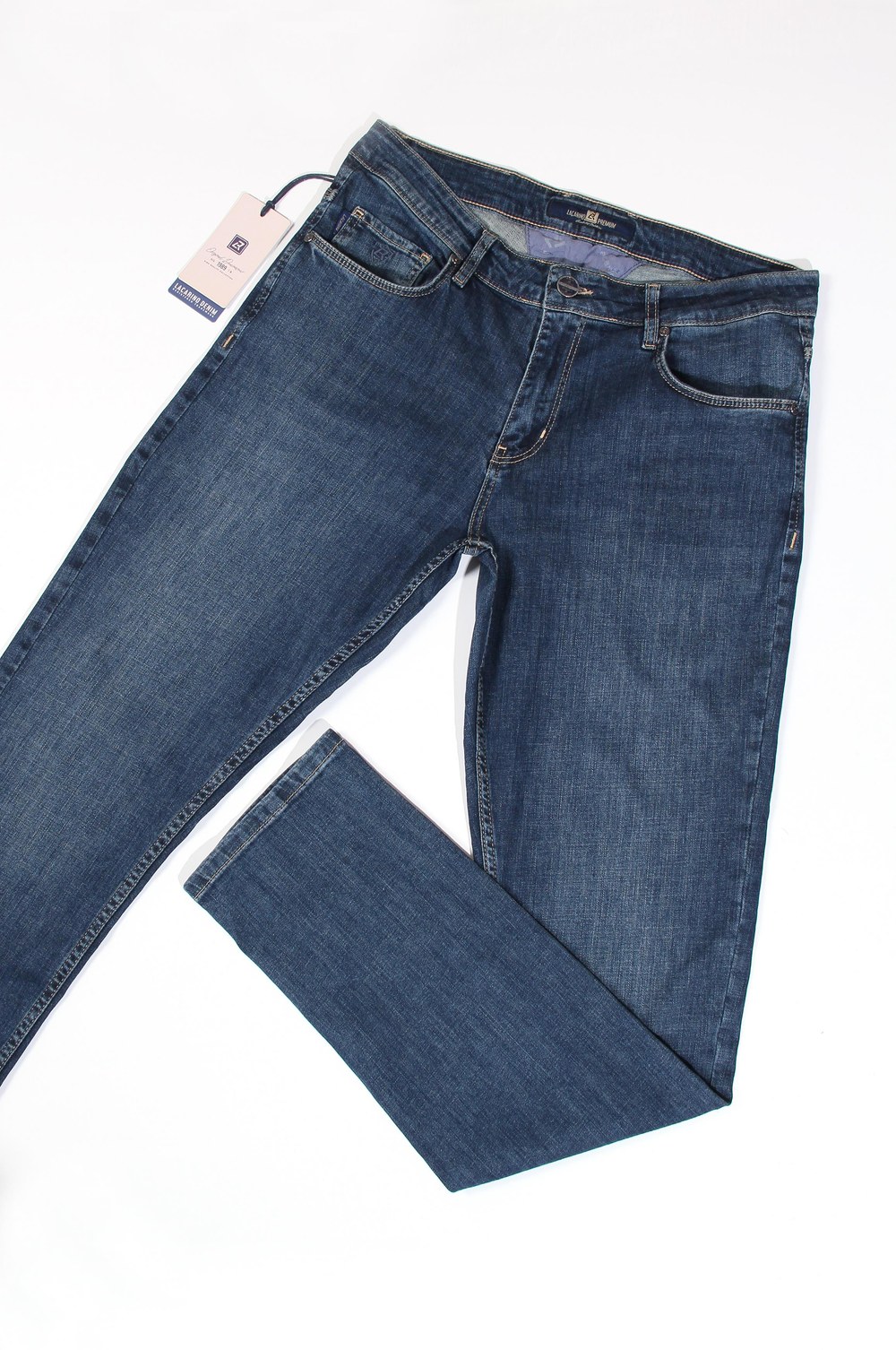 Yüksek Bel Dar Paça Dark Blue Jean Pantolon