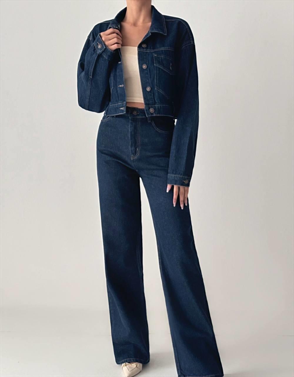 Geniş Paça Wide Leg Rinse Jean Pantolon