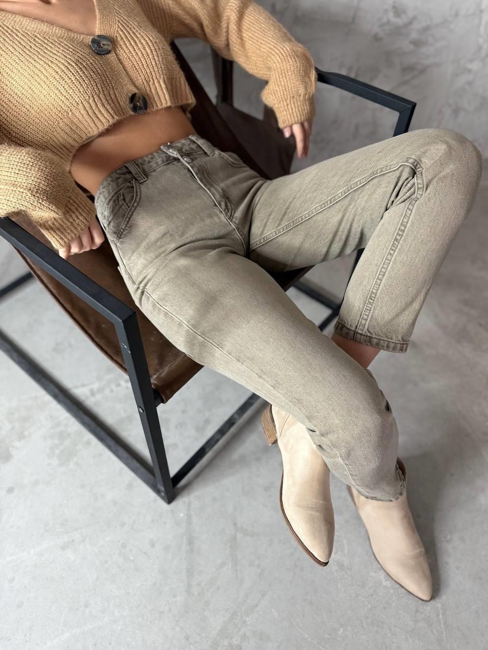 Yüksek Bel Boru Paça Bilek Boy Dark Blue Jean Pantolon
