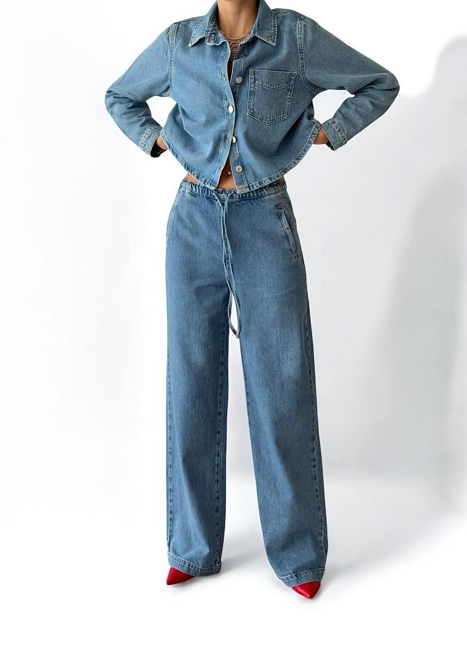 Kadın Yüksek Bel Bol Kesim Light Blue Jean Pantolon
